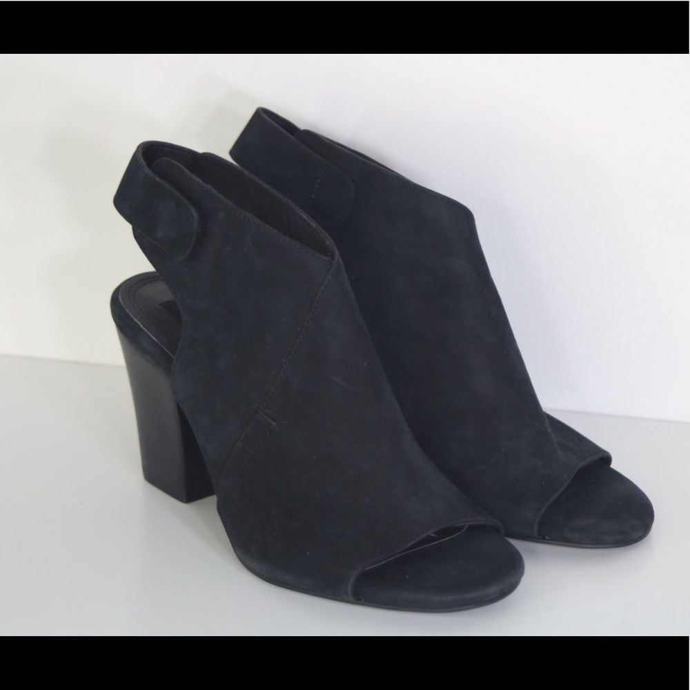 Steven by Steve Madden Black Forster Nubuck Leather Heels